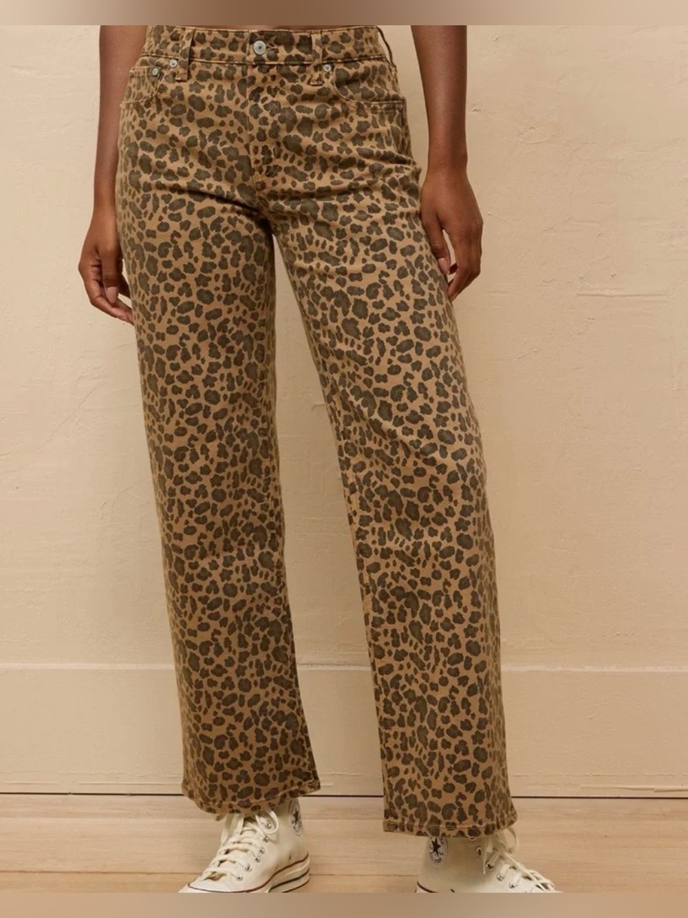 American Eagle Leopard Print Wide-Leg Women's Pants size 25W NWT